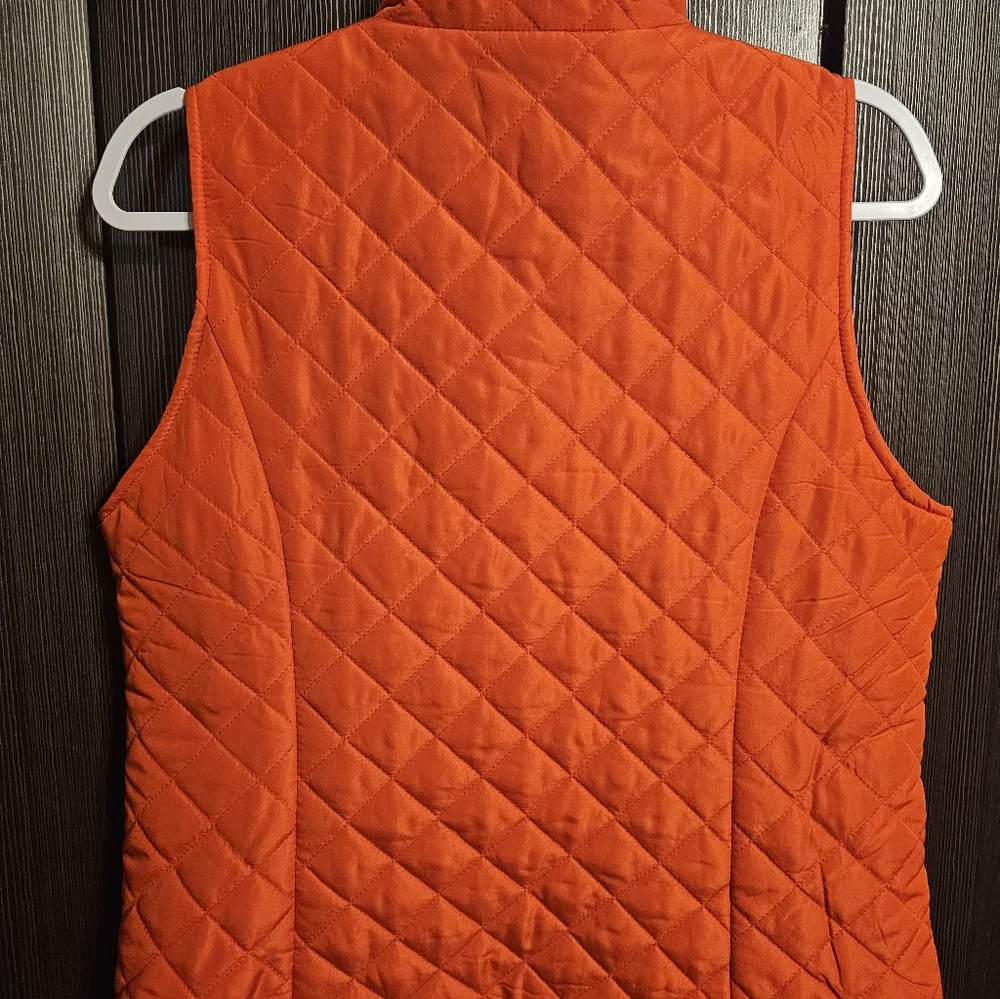 For Cynthia Bright Orange Quilted Vest - Picture 2 of 3